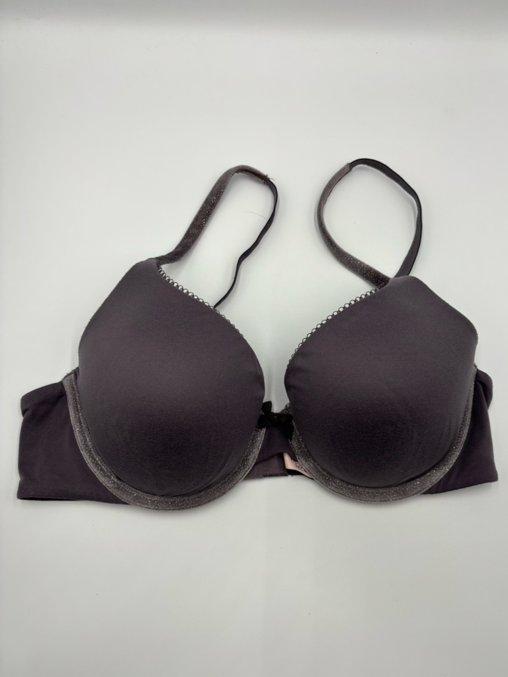 Victoria's Secret Charcoal Velvet Body By Victoria Perfect Shape Bra Sz 34C